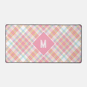 Custom Monogram Plaid / Tartan Pattern Desk Mat