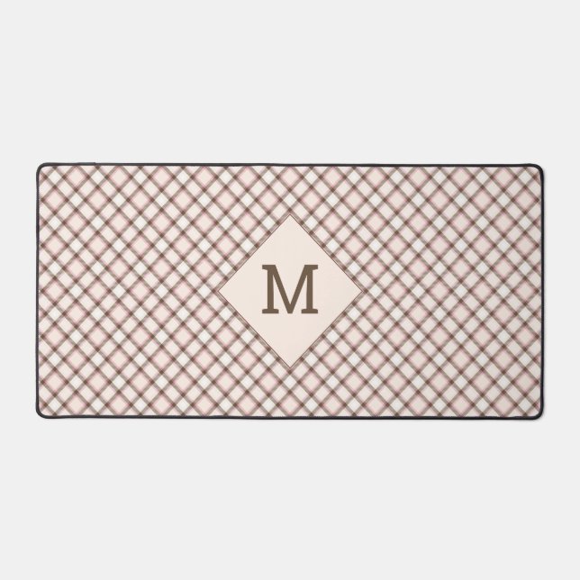 Custom Monogram Plaid / Tartan Pattern Desk Mat (Front)