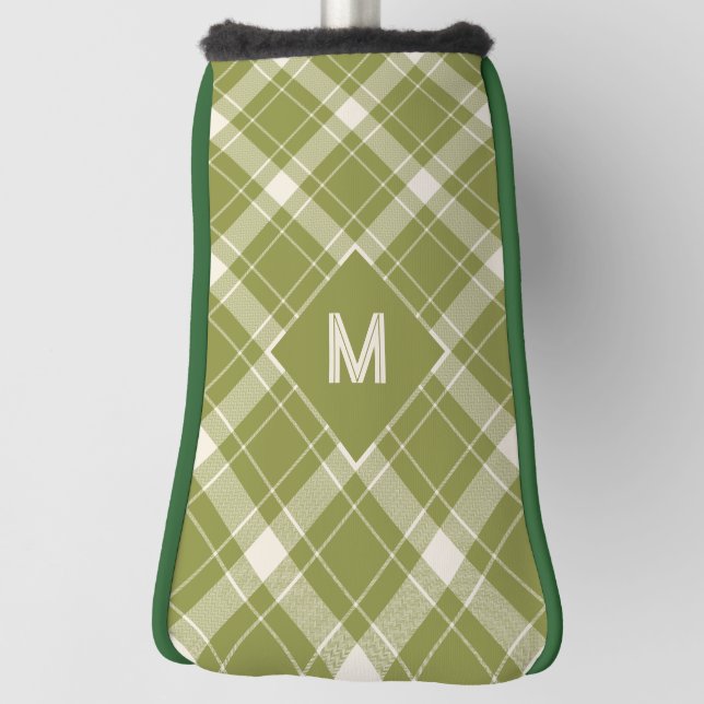 Custom Monogram Plaid / Tartan Pattern Golf Head Cover (Rotate 90)