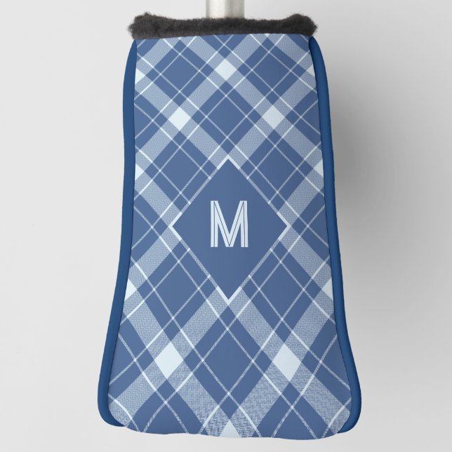 Custom Monogram Plaid / Tartan Pattern Golf Head Cover (Rotate 90)