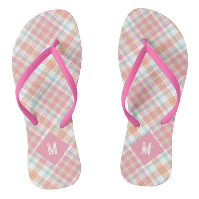 Custom Monogram Plaid / Tartan Pattern Jandals (Footbed)