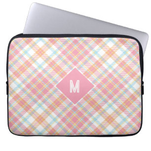 Custom Monogram Plaid / Tartan Pattern Laptop Sleeve