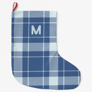Custom Monogram Plaid / Tartan Pattern Large Christmas Stocking
