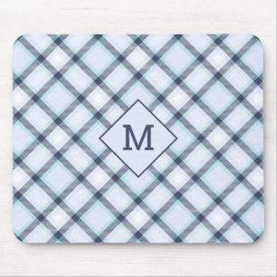 Custom Monogram Plaid / Tartan Pattern Mouse Pad