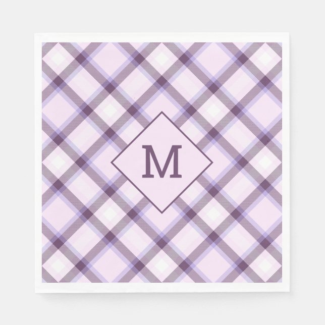 Custom Monogram Plaid / Tartan Pattern Napkin (Front)