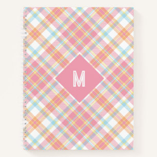 Custom Monogram Plaid / Tartan Pattern Notebook