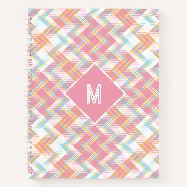 Custom Monogram Plaid / Tartan Pattern Notebook (Front)