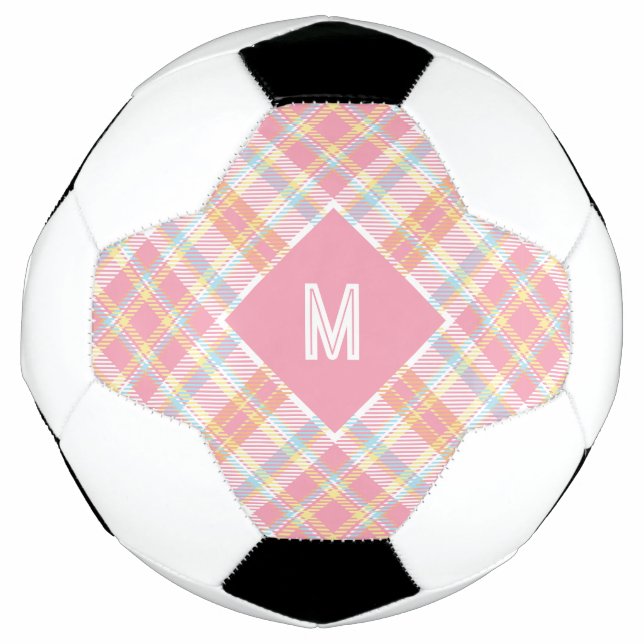 Custom Monogram Plaid / Tartan Pattern Soccer Ball (Front)