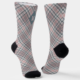Custom Monogram Plaid / Tartan Pattern Socks