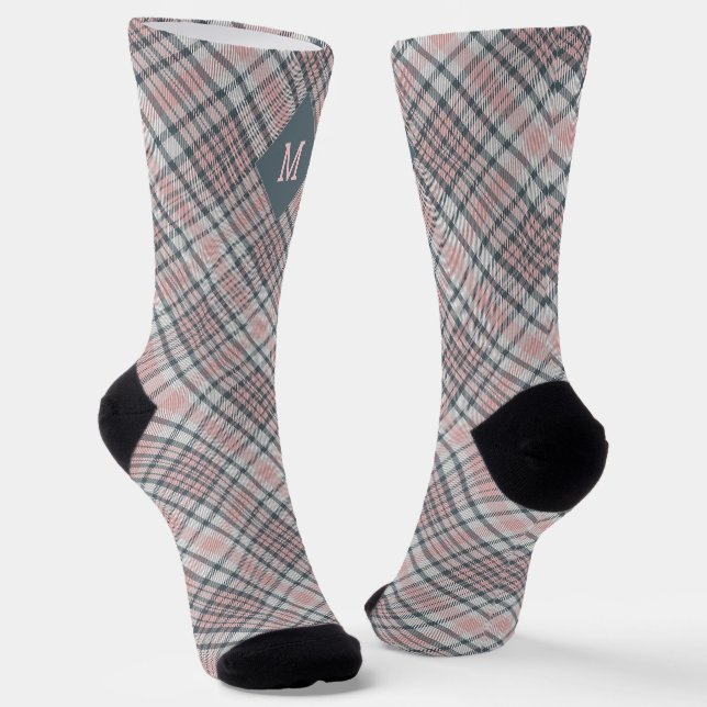 Custom Monogram Plaid / Tartan Pattern Socks (Angled)