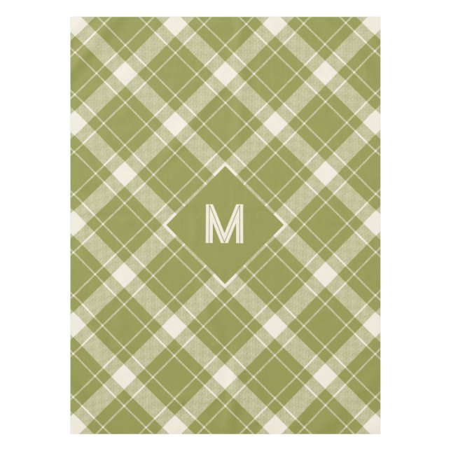 Custom Monogram Plaid / Tartan Pattern Tablecloth (Front)
