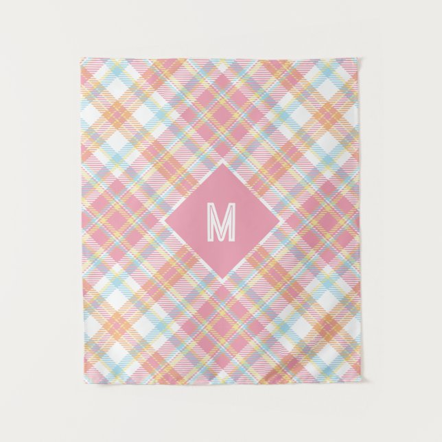 Custom Monogram Plaid / Tartan Pattern Tapestry (Front)