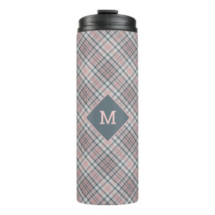 Custom Monogram Plaid / Tartan Pattern Thermal Tumbler