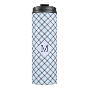 Custom Monogram Plaid / Tartan Pattern Thermal Tumbler