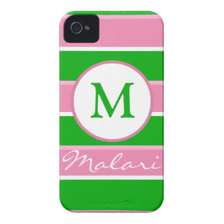 Custom Monogram Preppy Stripe iPhone 4/4S Case