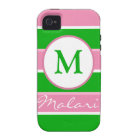 Custom Monogram Preppy Stripe iPhone 4/4S Case