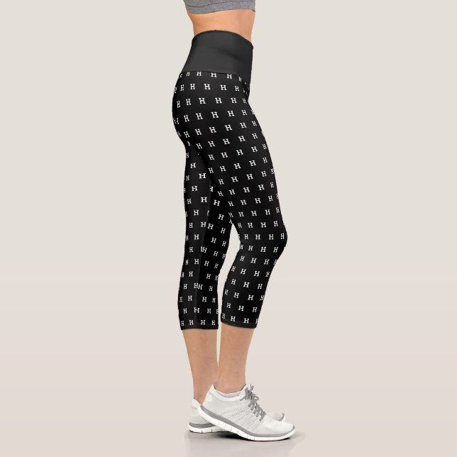 Custom monogram print high waist capri leggings (Right)