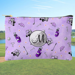 Custom Monogram Purple Golf Ball and Carts Accessory Pouch