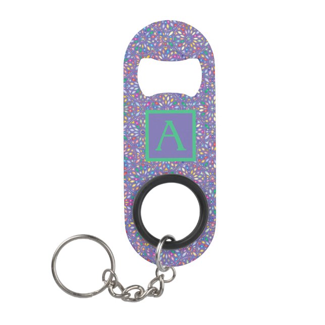 Custom Monogram Purple Green Stained Glass Design (Front)