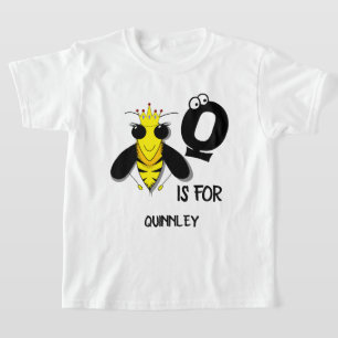 Custom monogram Q is for Queen bee cute insects T-Shirt