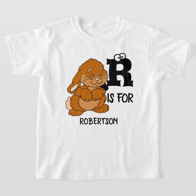 Custom monogram R is for cute adorable rabbit T-Shirt (Laydown)