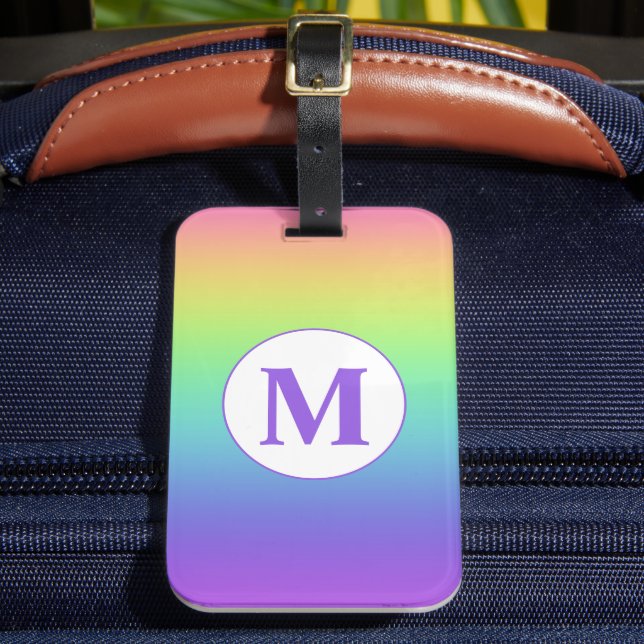Custom Monogram Rainbow Luggage Tag (Front Insitu 2)