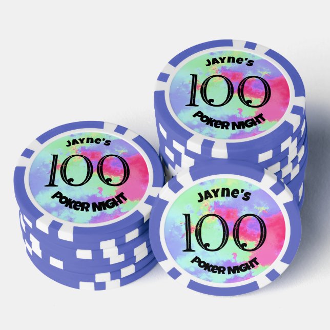 Custom Monogram Rainbow Paint Splatter  Poker Chips (Stack)