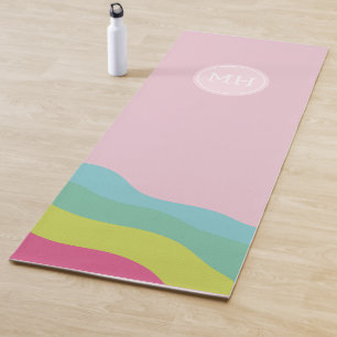 Custom monogram rainbow trendy colourful yoga mat
