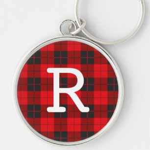 Custom Monogram Red Buffalo Plaid Flannel  Key Ring