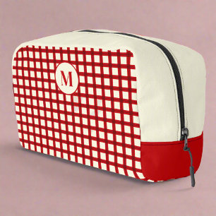 Custom Monogram Red Gingham Classic Dopp Kit