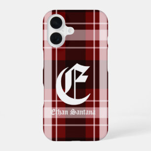 Custom Monogram Red Plaid iPhone 16 Case