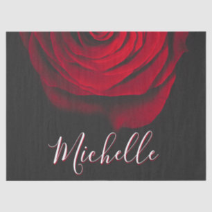 Custom monogram red rose vintage photograph black tissue paper