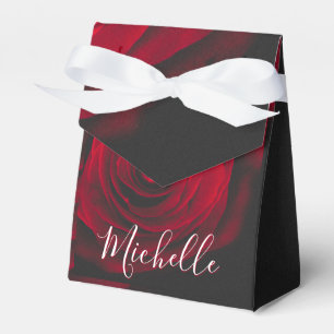 Custom monogram red rose vintage photograph favour box