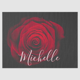 Custom monogram red rose vintage photograph tissue paper