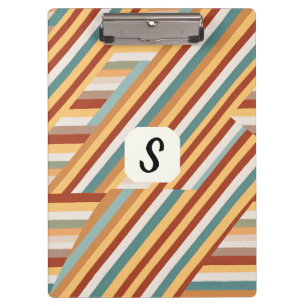 Custom Monogram Retro 70s Geometric Clipboard