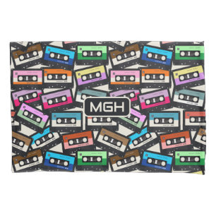 Custom Monogram Retro Casette Tapes Pillowcase