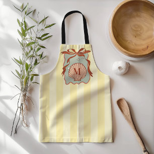Custom Monogram Retro Coastal Seashell  Apron
