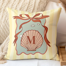 Custom Monogram Retro Coastal Seashell 