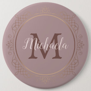 Custom Monogram Rose Gold Elegant Modern 6 Cm Round Badge