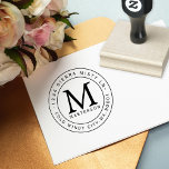 Custom Monogram Rubber Address Stamp<br><div class="desc">Classic design with large monogram in centre with address around the outside.</div>