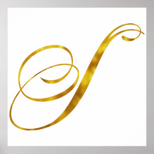 Custom Monogram S Faux Gold Foil Monograms Initial Poster