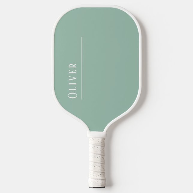 Custom monogram, sage green pickleball paddle (Front)