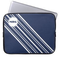Custom Monogram Sapphire Blue with White Stripes