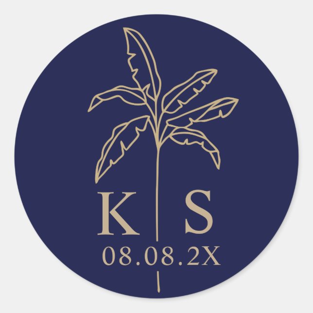Custom Monogram Save the Date Logo Classic Round   Classic Round Sticker (Front)
