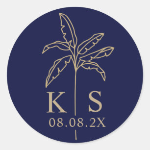 Custom Monogram Save the Date Logo Classic Round   Sticker