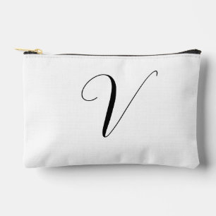 Custom monogram script initial accessory pouch