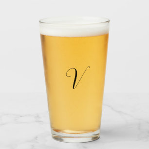 Custom monogram script initial glass