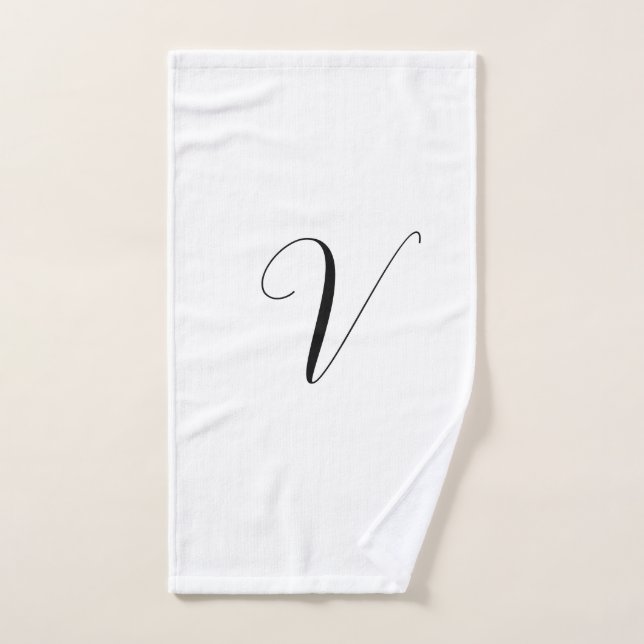 Custom monogram script initial hand towel (Hand Towel)