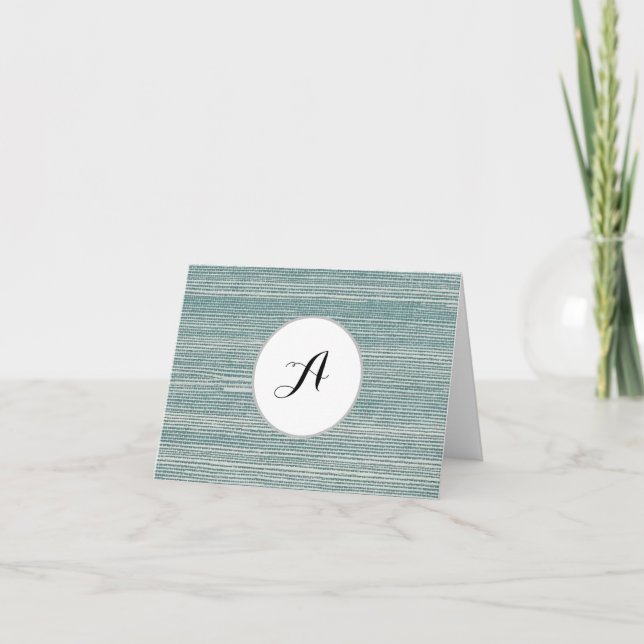Custom Monogram Sea Grass Pattern Thank You Card (Front)