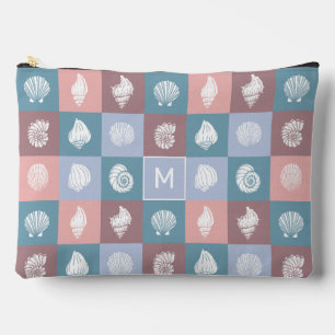 Custom Monogram Seashells Pattern Accessory Pouch